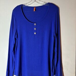 Feiersi Large Blue Top Mom Core Preppy Tunic